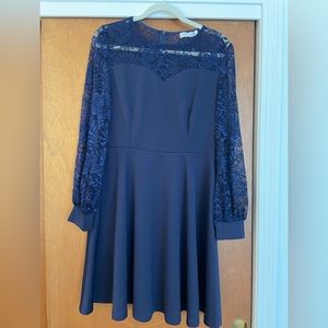 Navy blue long sleeve cocktail dress